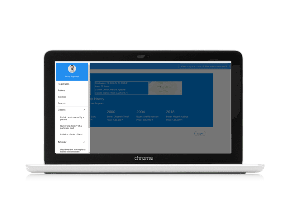 LandChain mobile interface